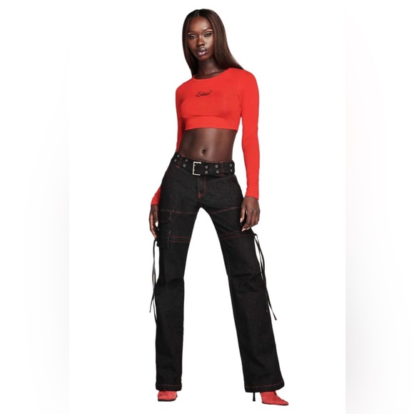 I.AM.GIA Pants - I.AM.GIA Naima Cargo Pant- Black and Red